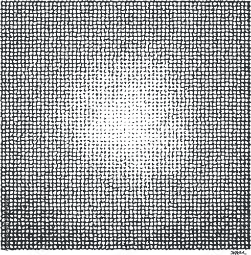 Abstract black and white vector illustration featuring a dotted pattern with a central light area, ideal for modern design projects.