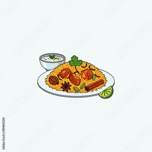 Mutton Biriyani icon flat vector design.