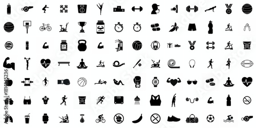 fitness and sport 98 isolated icons set on white background