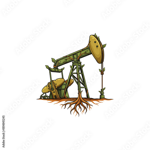 Pump Jack icon flat vector design.