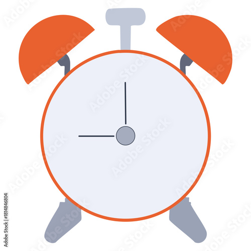 Vector Alarm Clock Illustration Orange Bells Time Management Icon Wake Up Reminder Morning Routine Flat Design Graphic