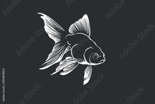 Elegant outline vector illustration of a goldfish, ideal for aquatic-themed designs and nature-inspired projects