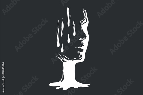 Contemporary abstract vector illustration of a melting face design, ideal for artistic and creative projects.
