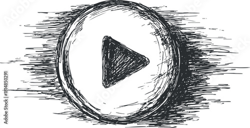 Sketchy vector illustration of a play button icon suitable for multimedia and digital applications