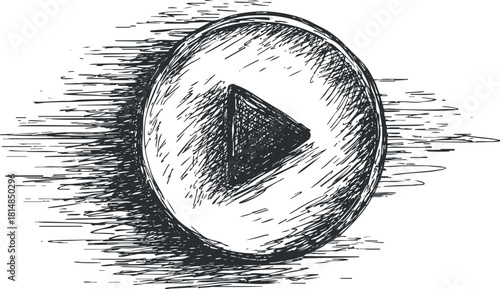 Hand-drawn sketch style vector illustration of a play button, ideal for media and entertainment projects
