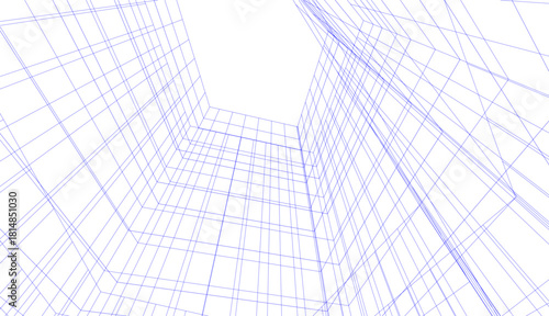 Architectural drawing vector 3d illustration