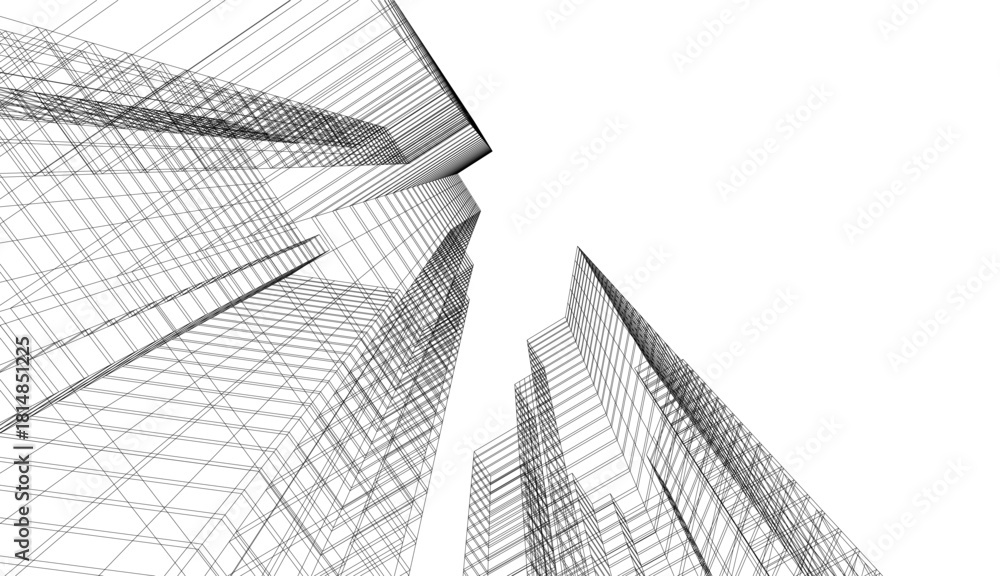 Fototapeta premium Architectural drawing vector 3d illustration