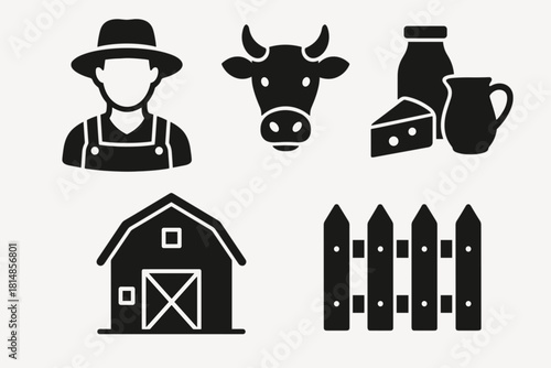 Farm and Dairy Icons Set