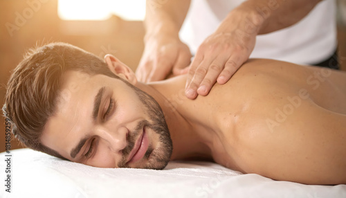 Relaxing shoulder and back massage for a man