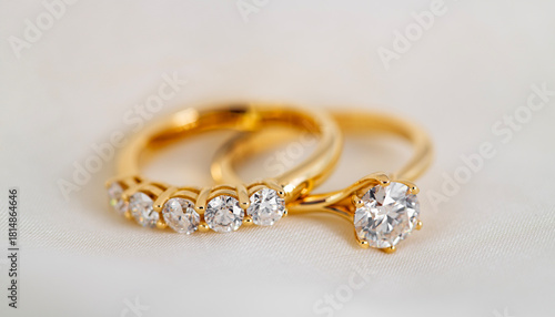 A gold and diamond ring is set with a diamond