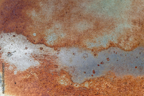 Abstract patterns of rust and corrosion on the side of an antique car