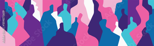  Group of people abstract multicolored silhouettes vector background