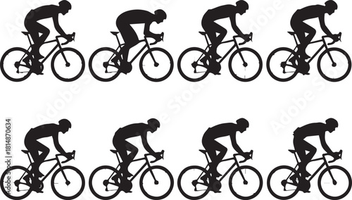 cyclist vector repeat pattern eight bicycles racing posture