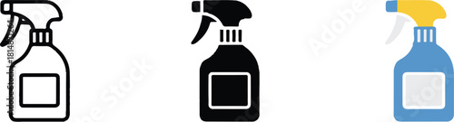spray bottle icon set outline silhouette colored vector for branding