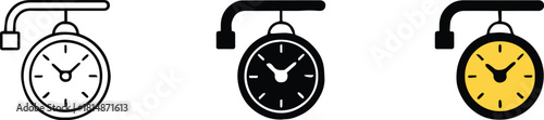 clock trio hanging clocks analog outline silhouette colored vector