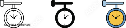 clock hanging analog clocks set flat silhouette shaded colored vector