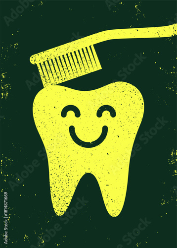 Dental Care typographic vintage grunge style poster design. Retro vector Illustration.