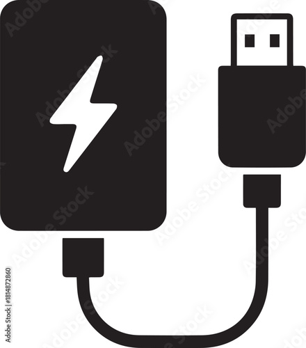 charger usb wall adapter with cable and usb-a plug icon