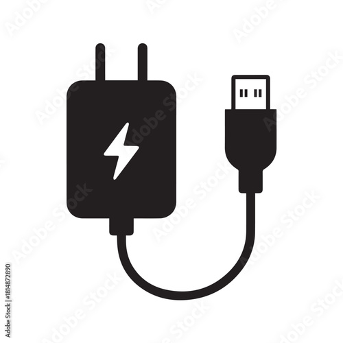 charger usb power adapter cable connecting to usb-a plug icon