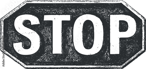 Vintage-style vector illustration of a stop sign, featuring a bold and distressed design ideal for safety and traffic awareness.