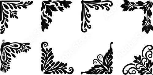Decorative vintage corner flourishes for elegant design projects and artistic compositions 