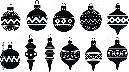 Christmas ornaments collection featuring various designs and shapes for holiday decoration and crafting projects 
