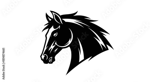 Elegant Black Horse Head Silhouette with Detailed Mane.