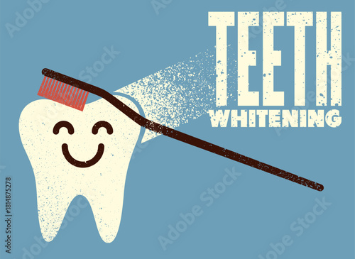 Teeth Whitening. Dental typographic vintage grunge style poster design. Retro vector Illustration.