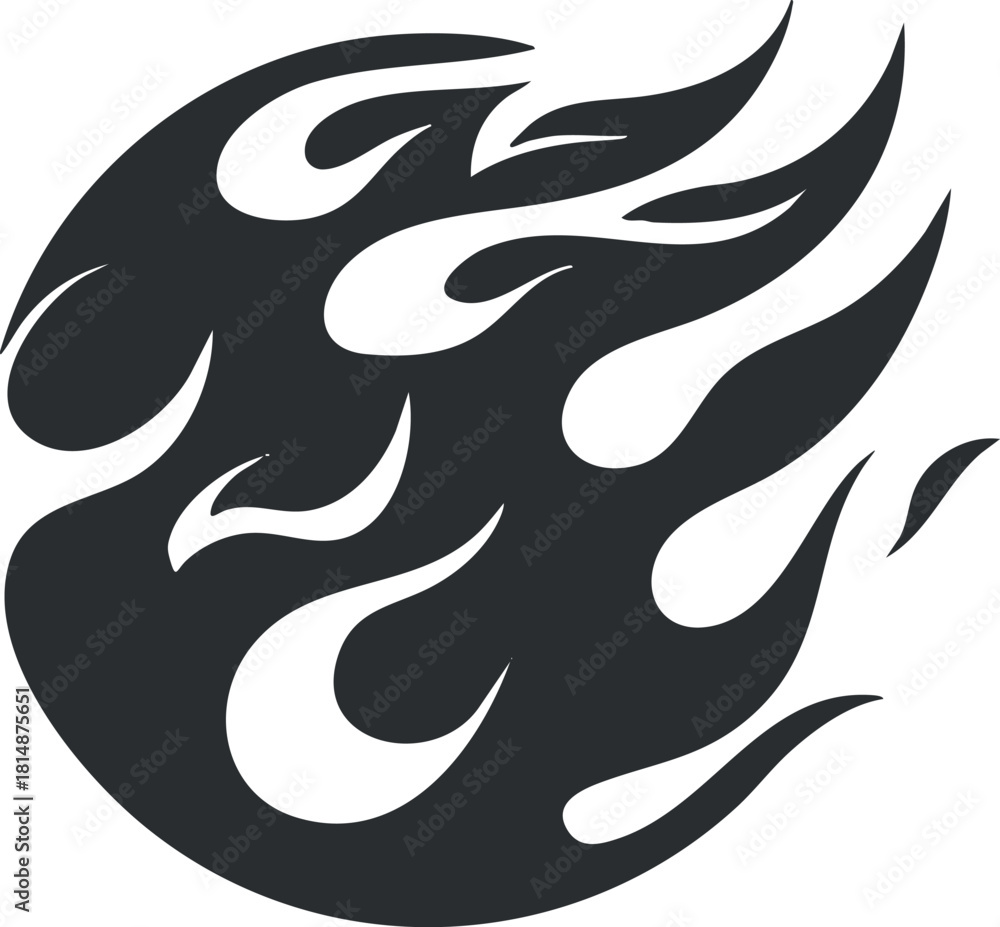 Obraz premium Stylized black flame vector illustration, ideal for branding, logo design, or dynamic energy concepts