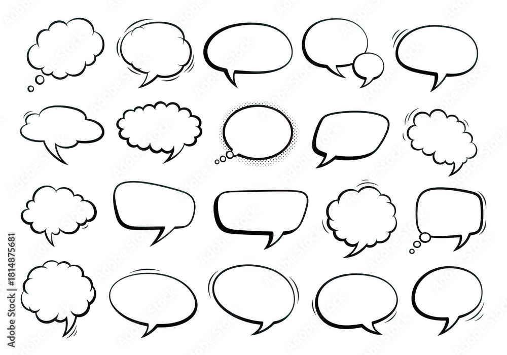 custom made wallpaper toronto digitalCollection of hand drawn speech bubble and thought cloud shapes for comic book design isolated on transparent background