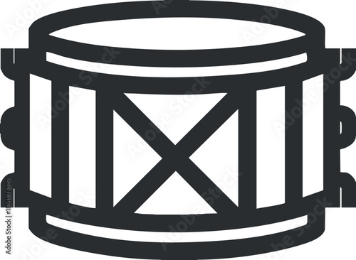 Silhouette of a traditional drum, highlighting its cylindrical shape and design details.