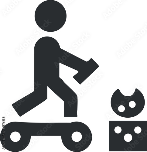 Icon depicting a warning sign for slippery floors, featuring a person walking cautiously.