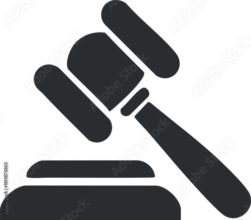 Silhouette of a gavel representing justice, law, and authority in a legal context.
