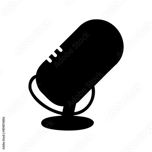 Retro style microphone silhouette icon for audio broadcast Vector, illustration