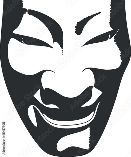 Black and white illustration of a stylized anonymous mask symbolizing mystery and privacy.