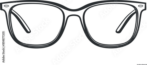 Black and white illustration of classic eyeglasses with a modern design.