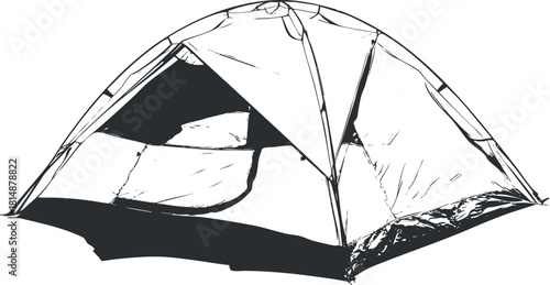 Illustration of a freestanding camping tent for outdoor adventures and recreational activities.