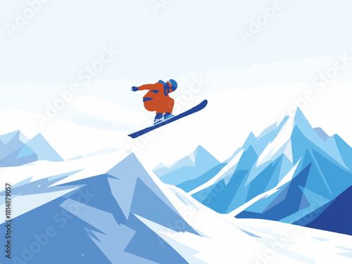 Winter Ski Scene Illustration