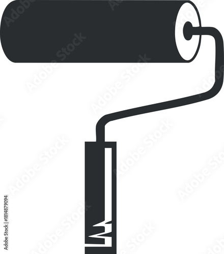 Black and white illustration of a paint roller, ideal for home renovation or DIY projects.