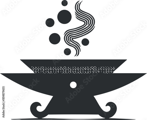 Illustration of a barbecue grill with smoke, symbolizing outdoor cooking and summer gatherings.