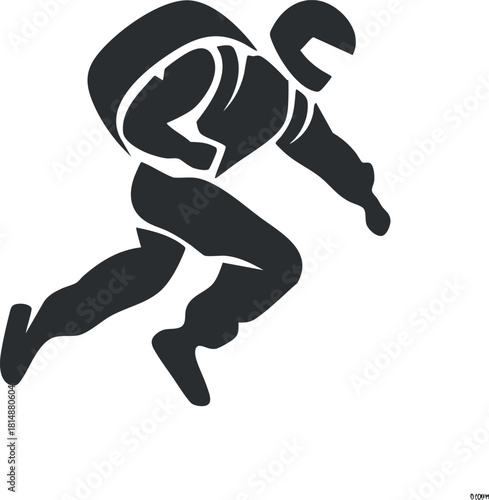 Silhouette of an astronaut jumping, representing space exploration and adventure in a minimalist style.