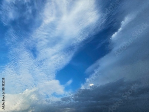 Deep Blue Sky with Streaked Clouds on a Clear Day