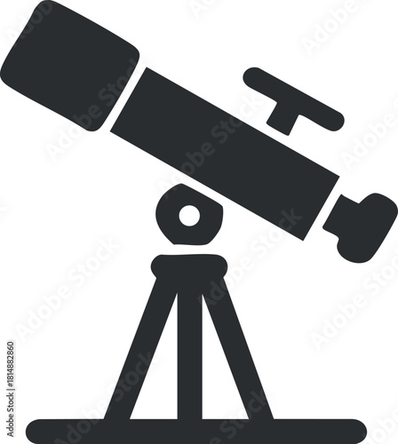 Silhouette of a telescope on a tripod, symbolizing astronomy and stargazing activities.