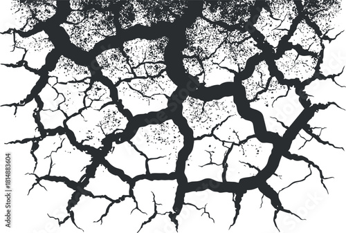 Black and white cracked earth texture illustrating dry, arid conditions and environmental drought.