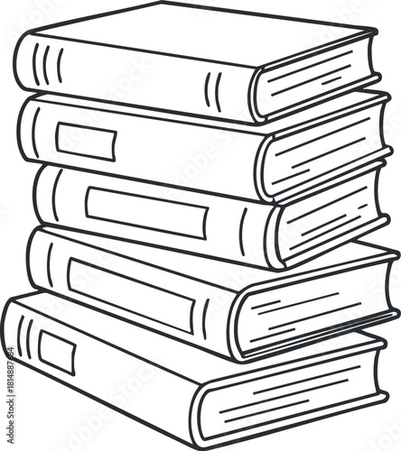 Outline vector illustration of a stack of books, ideal for educational materials, library themes, or literary design projects