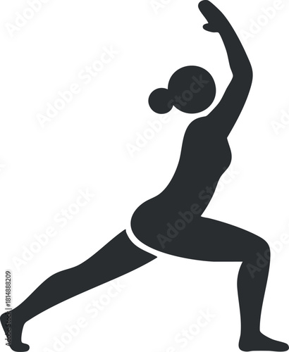 Stylized silhouette vector illustration of a woman performing a yoga pose for health and wellness projects