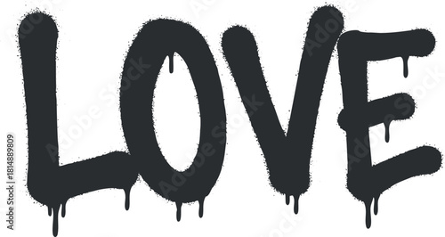 Bold graffiti-style vector illustration of the word 'LOVE' with a dripping paint effect for modern design and decor