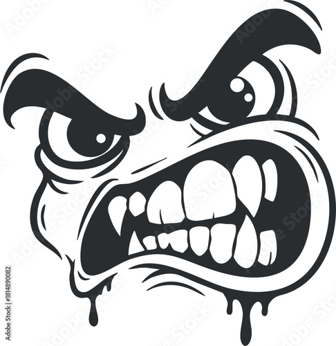 Bold vector illustration of an angry face with exaggerated features, perfect for comic art and graphic design projects