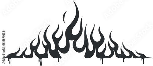 Stylized black and white vector illustration of flame shapes for decorative design and branding projects