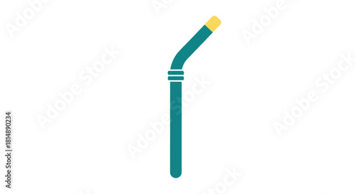 Teal straw with a yellow tip, angled to the right